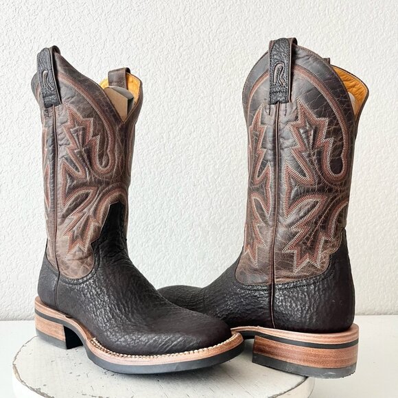 NEW Rod Patrick Mens Cowboy Boots 6.5 B Brown Shark Leather Western Square Toe - Picture 12 of 12